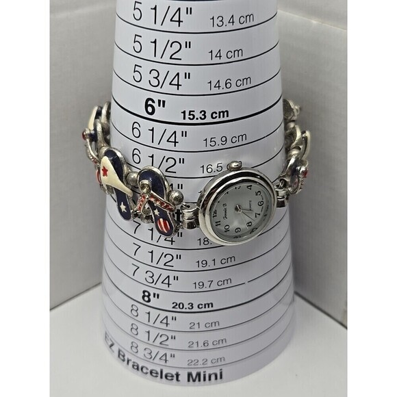 Jennie B Avon Patriotic Flip Flops Charm Bracelet Watch New Battery USA  Beach main image 6